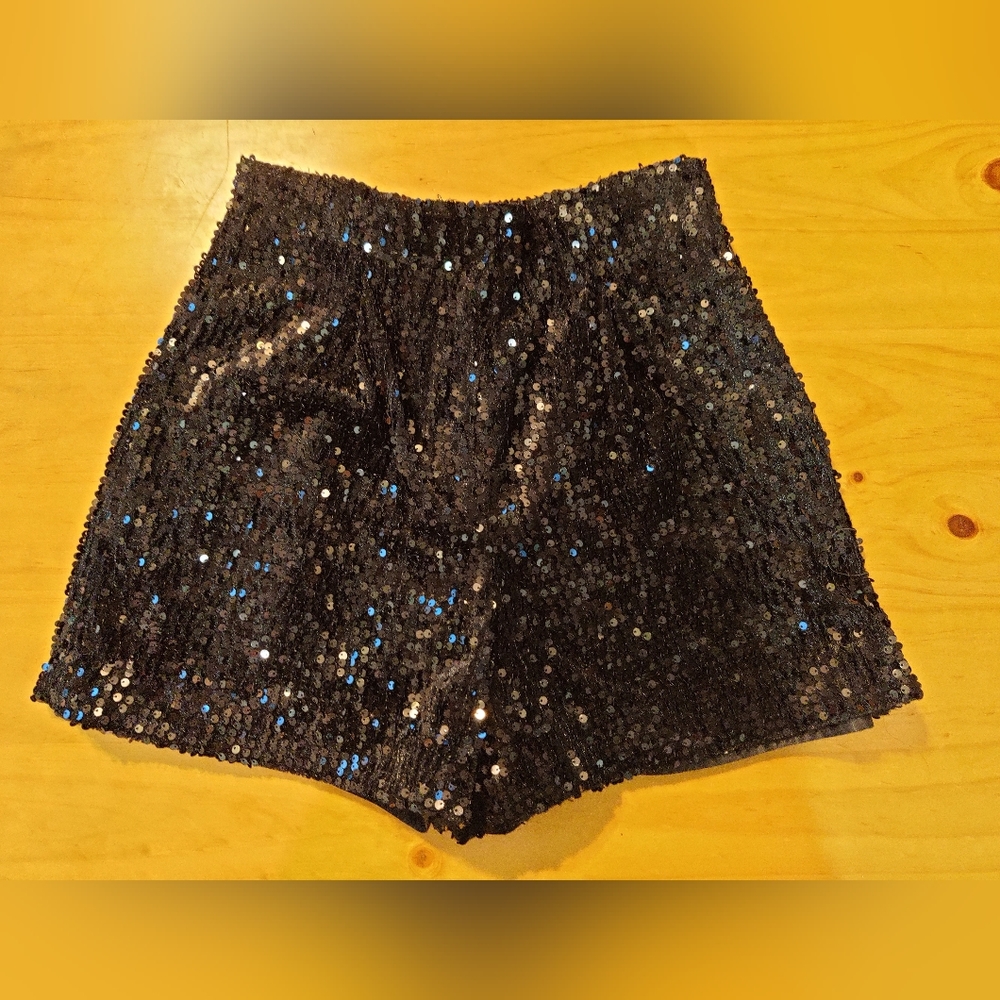 Zara Black Sequins Shorts